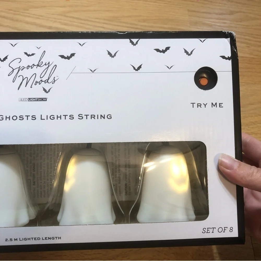 Gemmy Ghost String Lights Plays Ghostbuster Song NEW Battery Operated Halloween